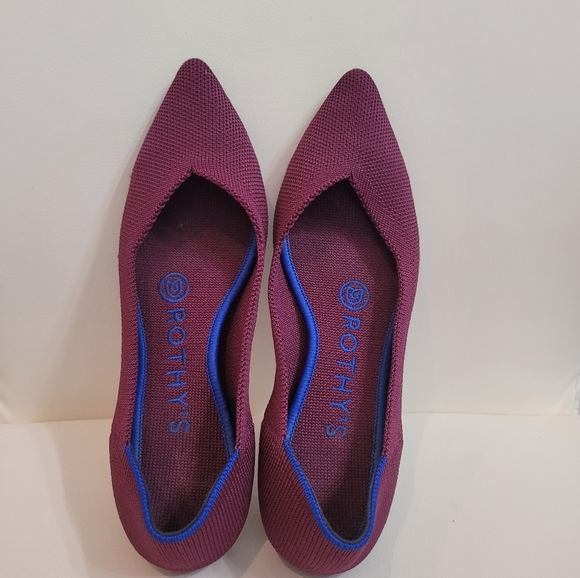 Rothy's The Point Women's Size 5 W US Burgundy Pointed Toe Slip On Flat Shoes - Picture 5 of 15